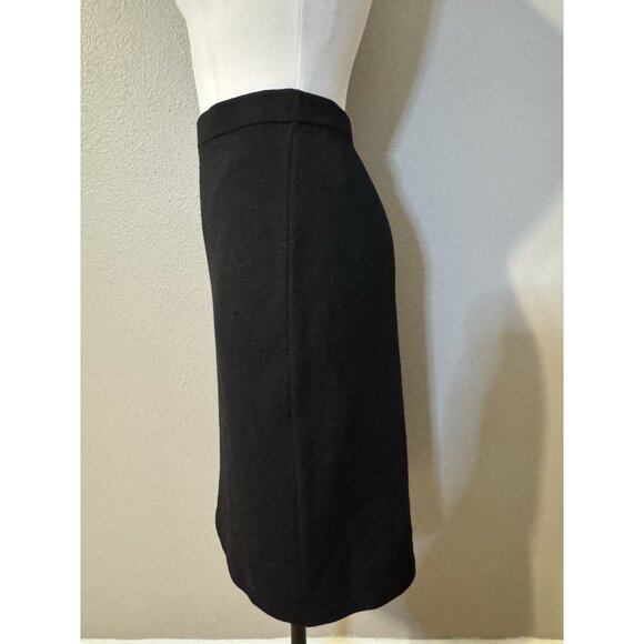 ST JOHN CAVIAR SKIRT 10 Black Wool Santana Knit Pull On Classic $595 - Picture 4 of 14